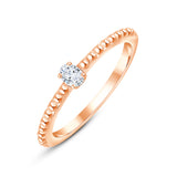 Oval Cut Beaded Solitaire Ring