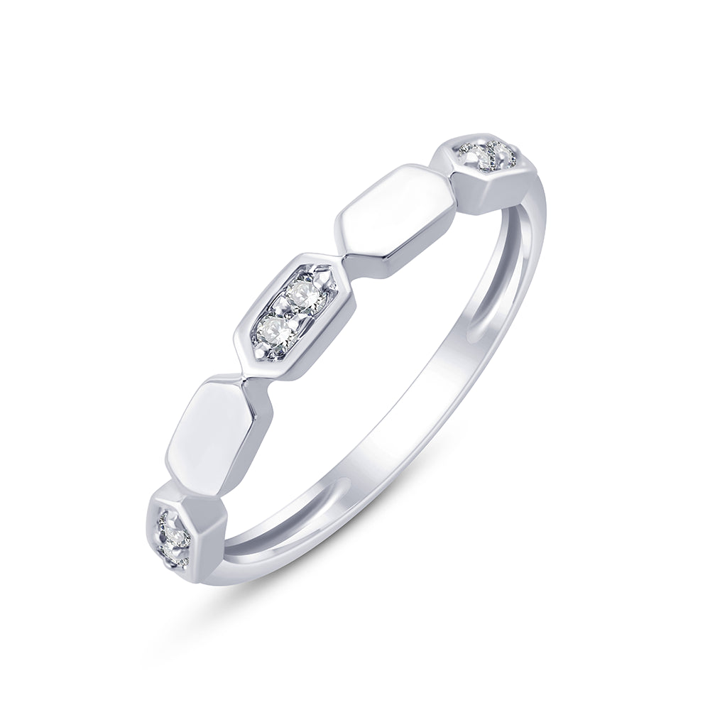 Brilliant Cut Hexagonal Pattern Ring