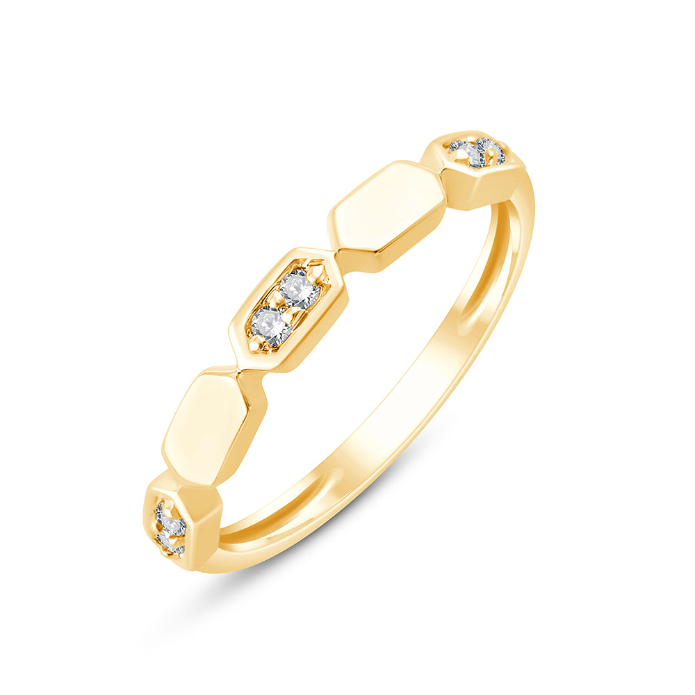 Brilliant Cut Hexagonal Pattern Ring