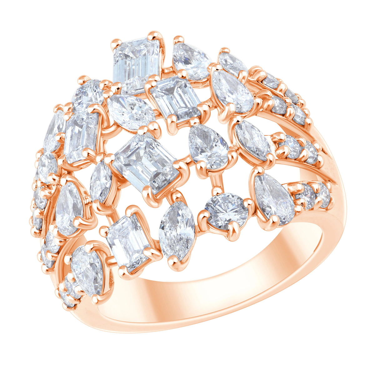 Mixed Cut Scattered Cocktail Ring