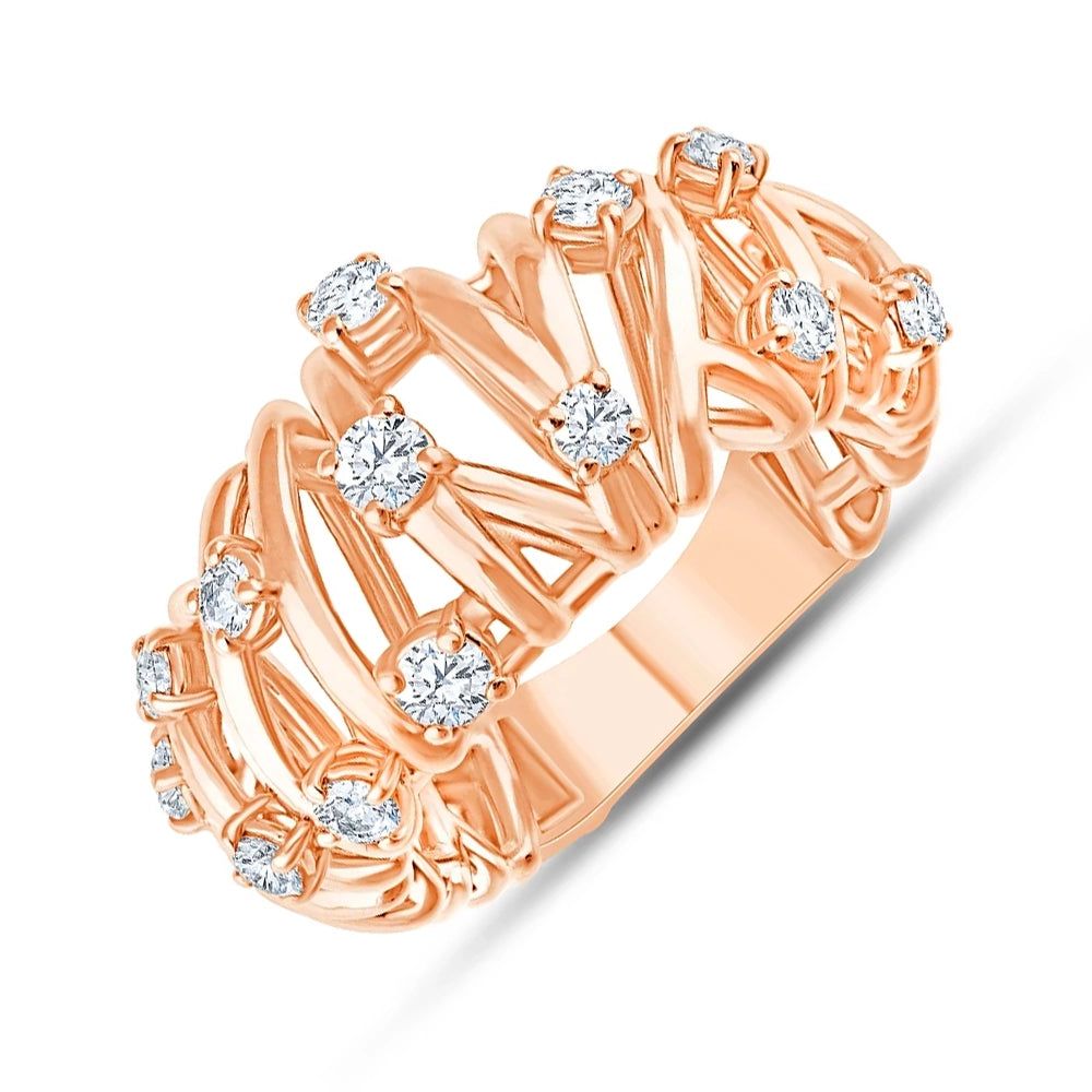 Brilliant Cut Scattered Crisscross Ring