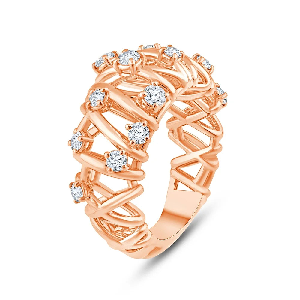 Brilliant Cut Scattered Crisscross Ring