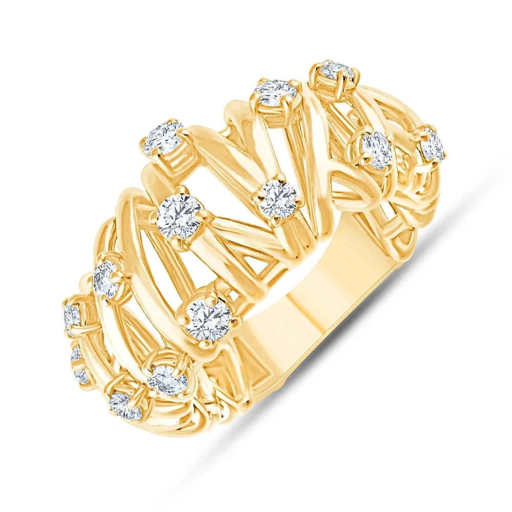 Brilliant Cut Scattered Crisscross Ring