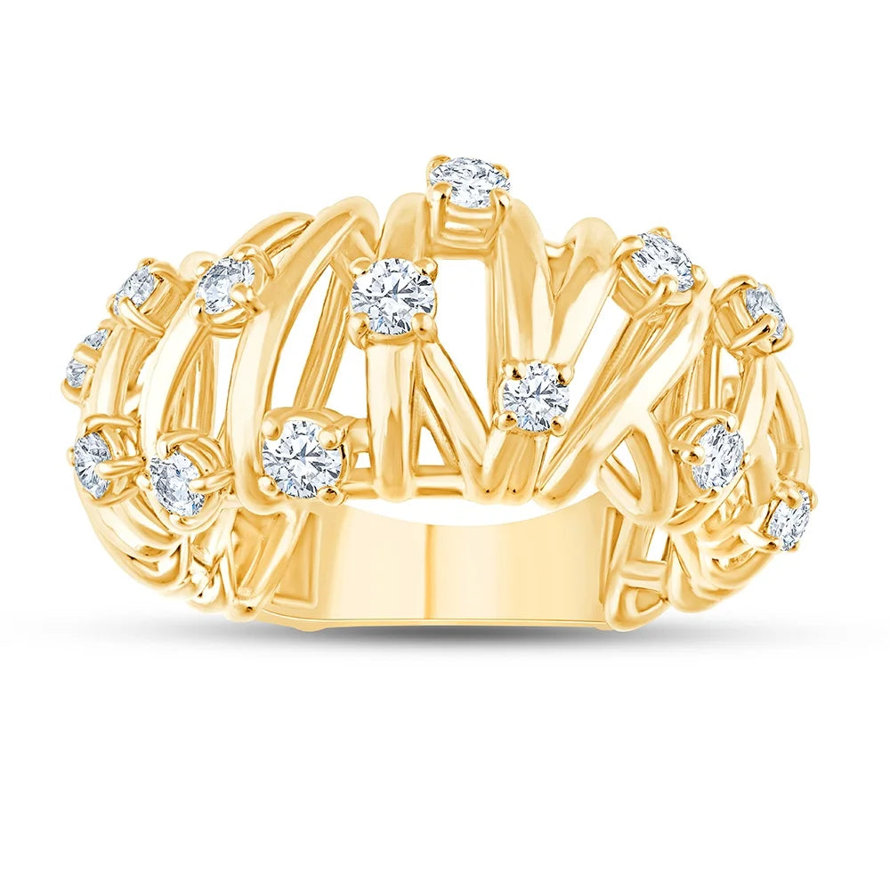 Brilliant Cut Scattered Crisscross Ring