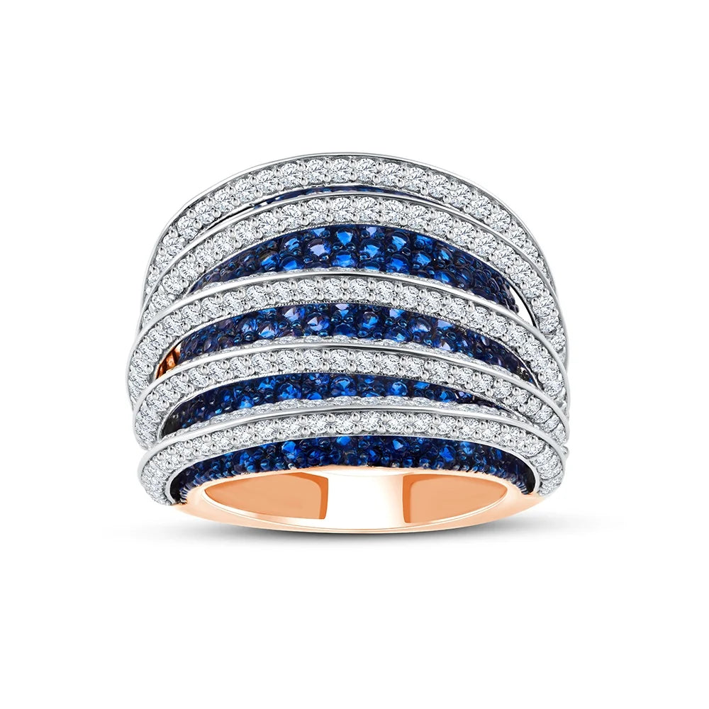 Brilliant Cut Sapphire Striped Dome Ring