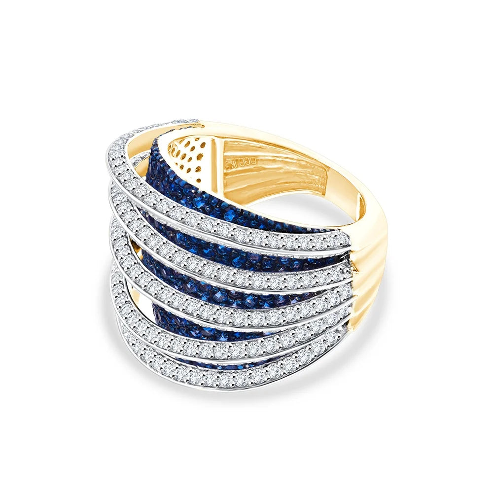Brilliant Cut Sapphire Striped Dome Ring