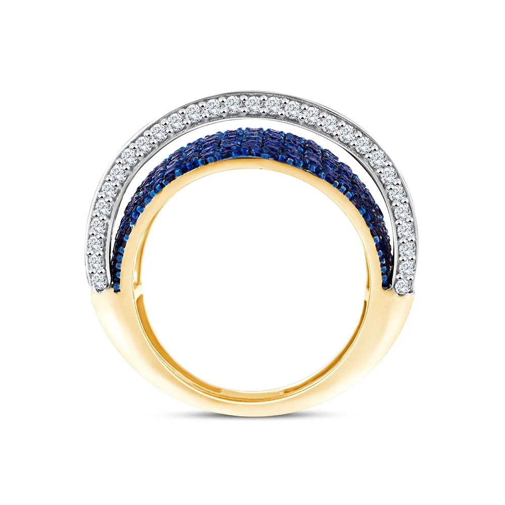 Brilliant Cut Sapphire Striped Dome Ring