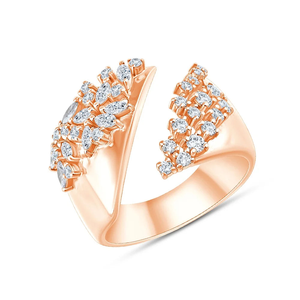 Marquise  Brilliant Cut Scattered Open Ring