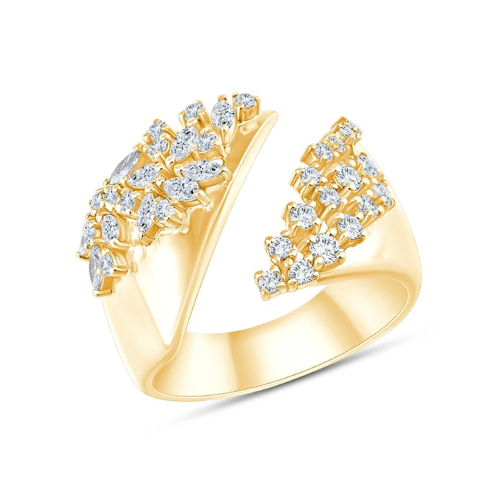 Marquise  Brilliant Cut Scattered Open Ring