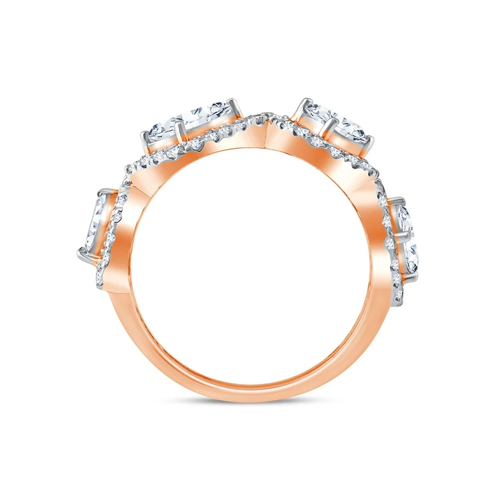 Mixed Cut Crossover Halo Ring