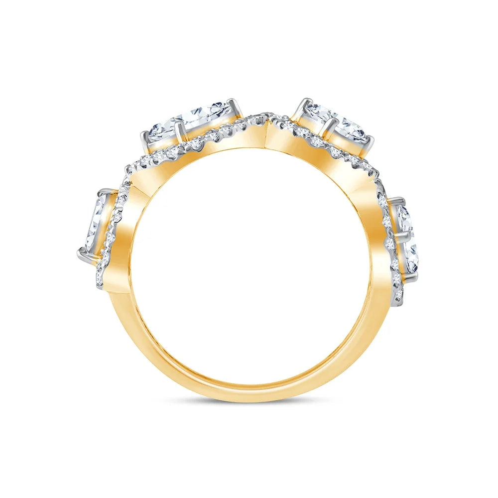 Mixed Cut Crossover Halo Ring