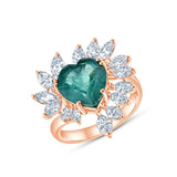 Heart Cut Floral Halo Gemstone Ring