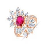 Cushion Cut Floral Gemstone Ring