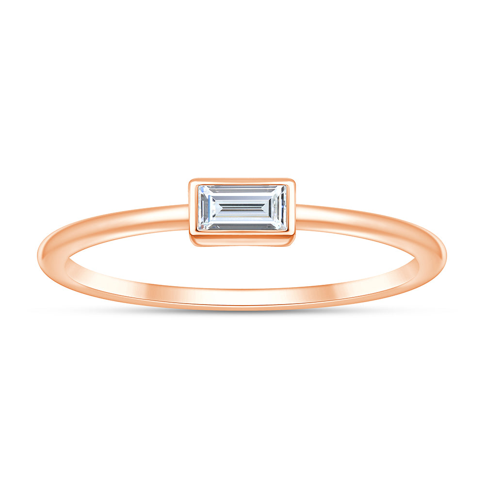 Baguette Cut Solitaire Stackable Ring