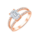 Emerald Cut Split Shank Solitaire Ring