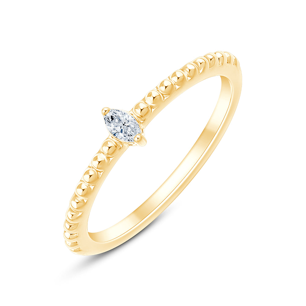 Pear Cut Beaded Stackable Ring