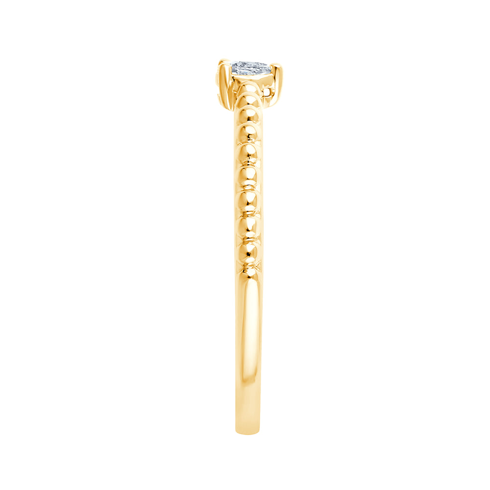 Pear Cut Beaded Stackable Ring