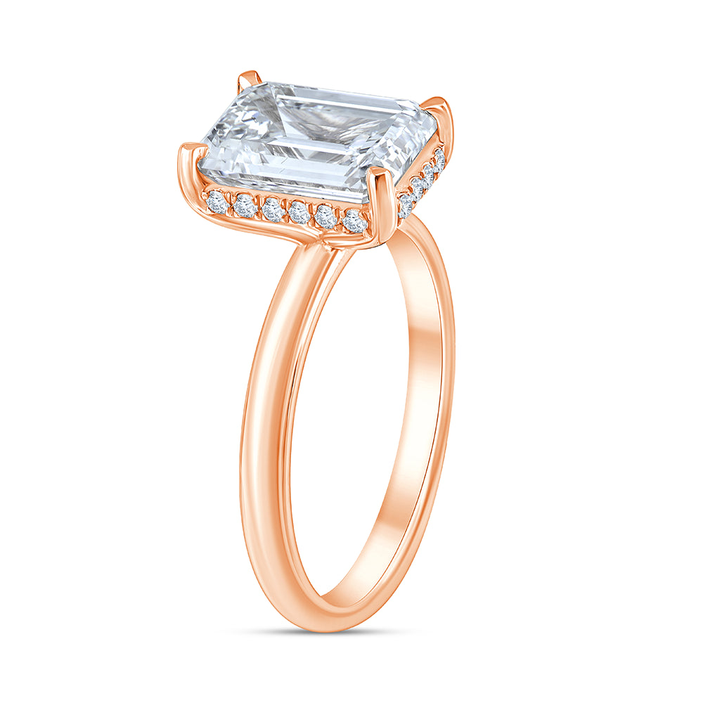 Emerald Cut Hidden Halo Solitaire Ring