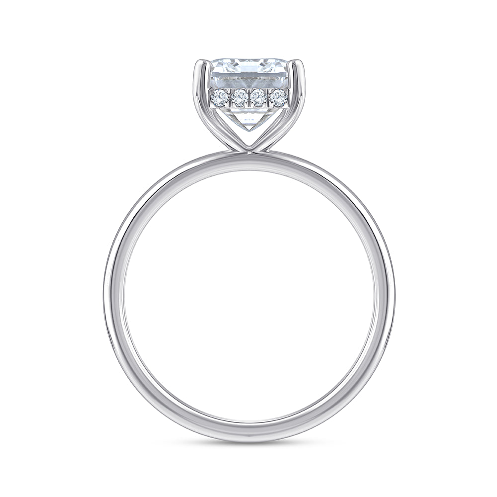 Emerald Cut Hidden Halo Solitaire Ring