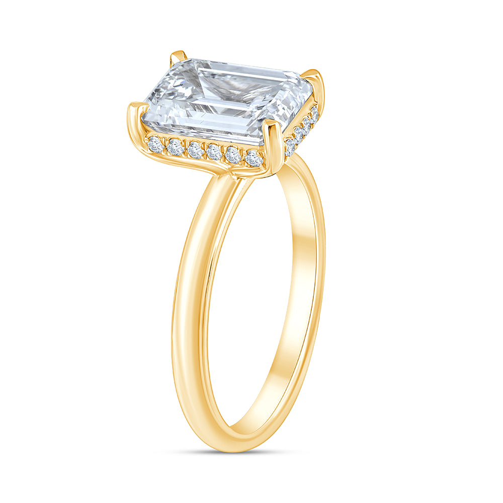 Emerald Cut Hidden Halo Solitaire Ring