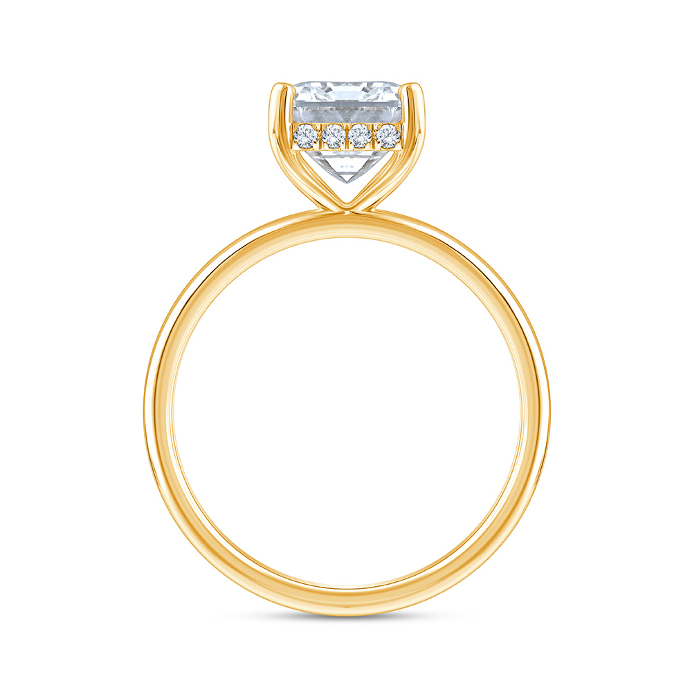 Emerald Cut Hidden Halo Solitaire Ring