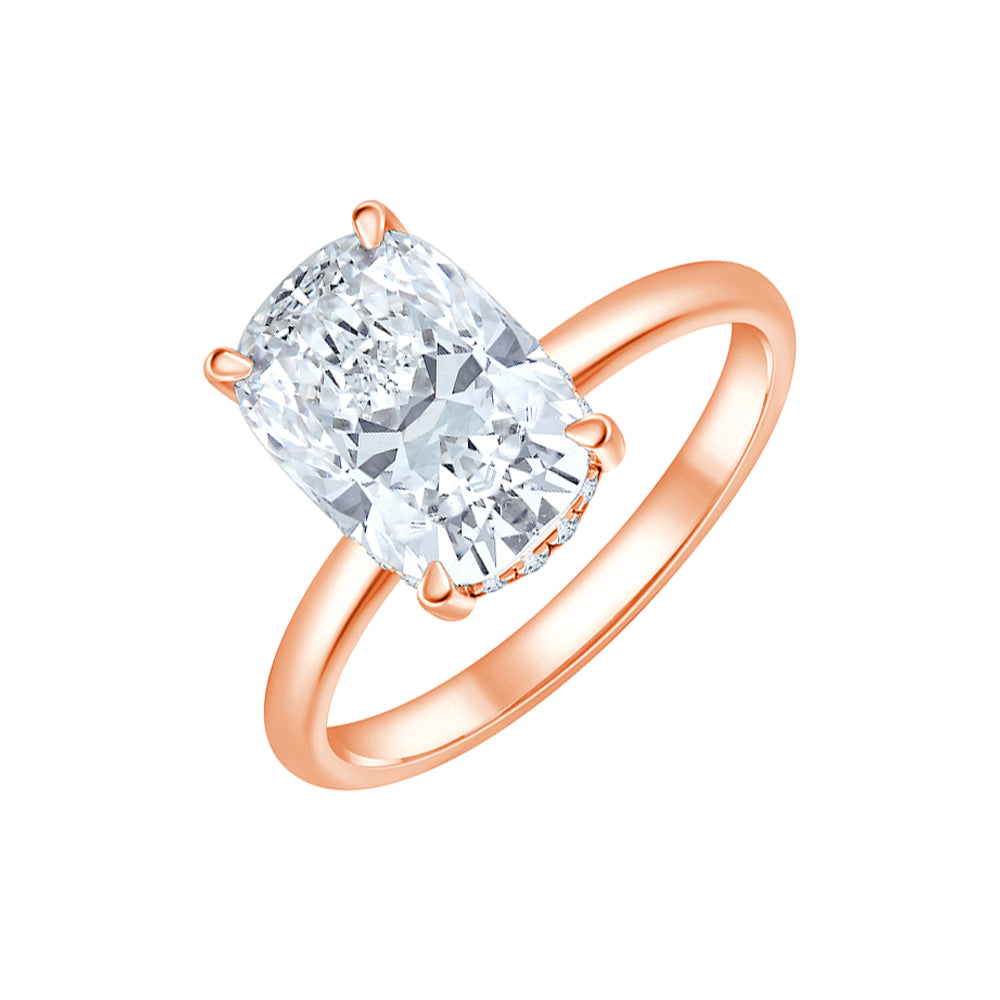 Cushion Cut Hidden Halo Solitaire Ring
