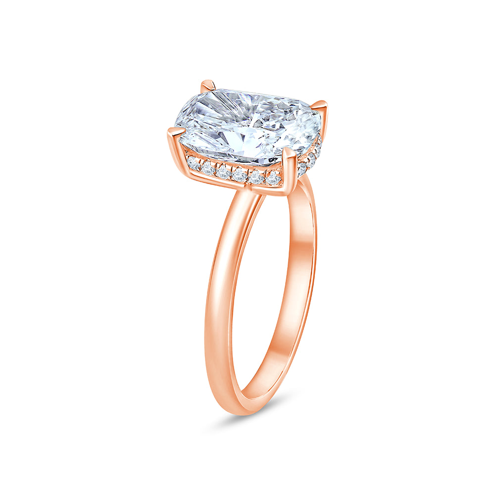 Cushion Cut Hidden Halo Solitaire Ring