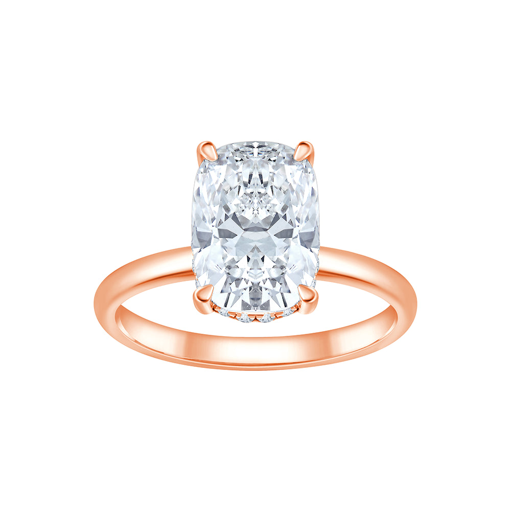 Cushion Cut Hidden Halo Solitaire Ring