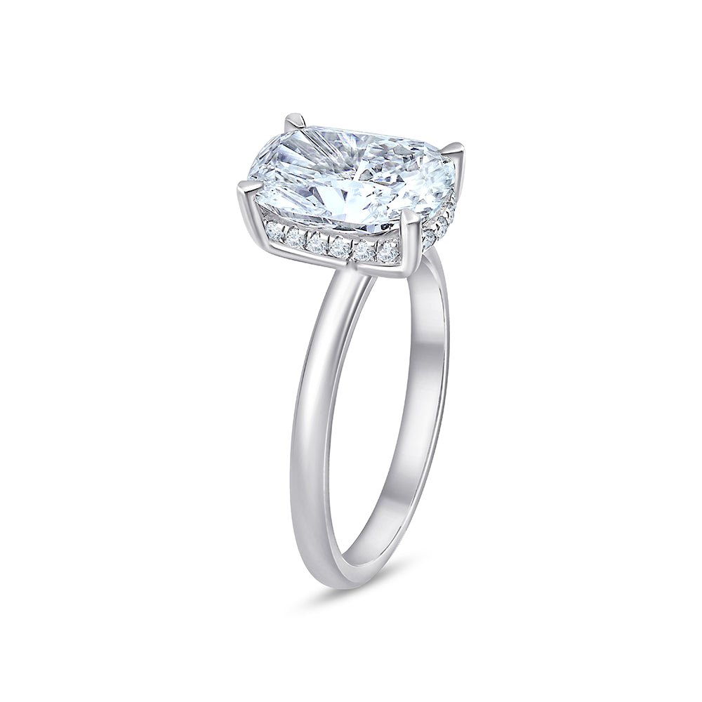 Cushion Cut Hidden Halo Solitaire Ring