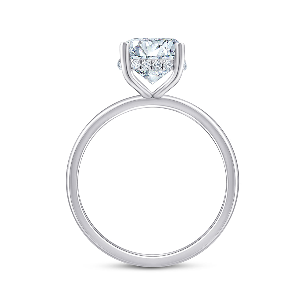 Cushion Cut Hidden Halo Solitaire Ring