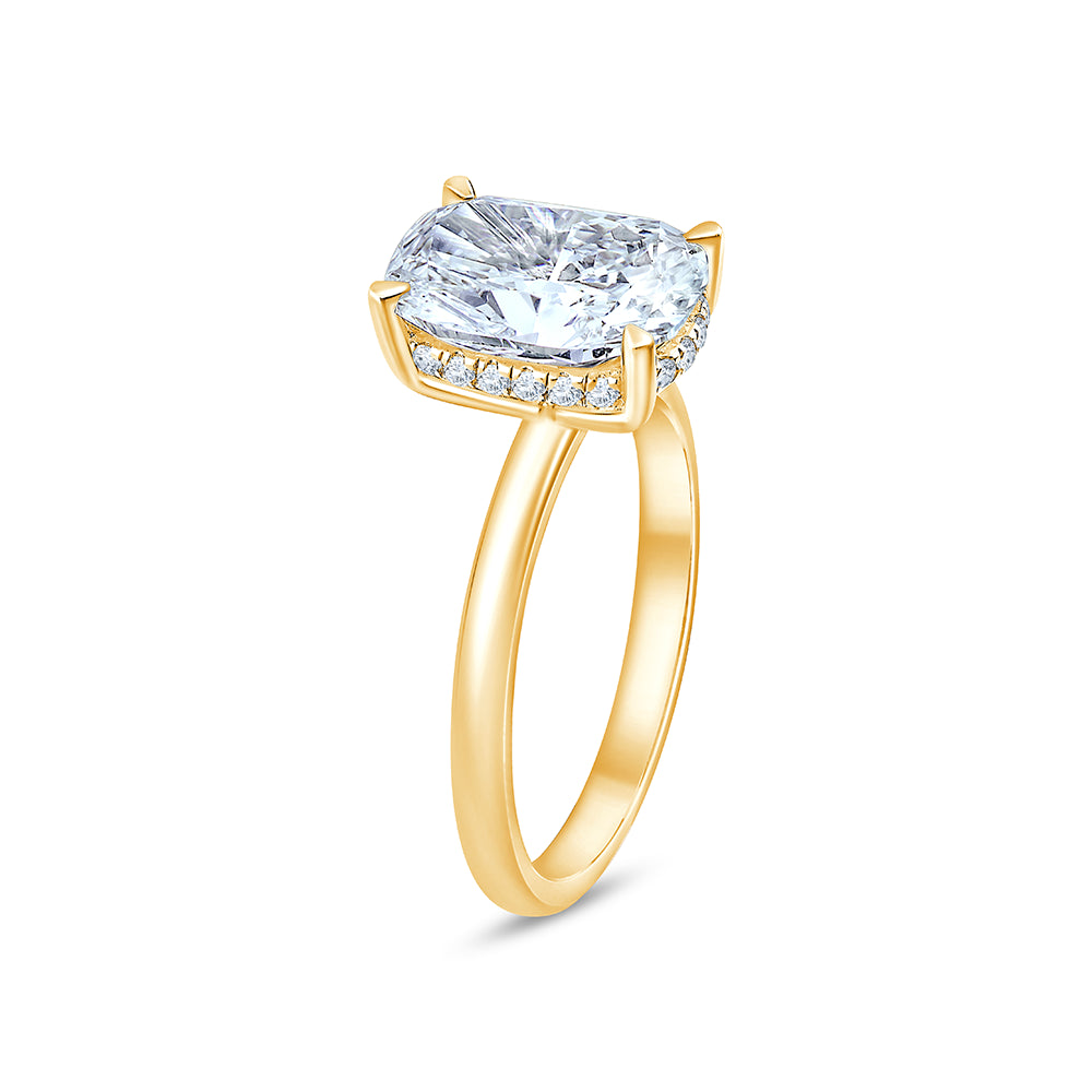 Cushion Cut Hidden Halo Solitaire Ring