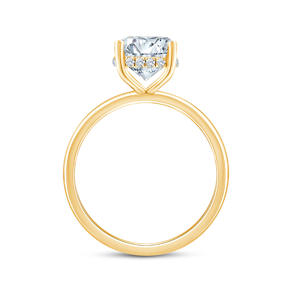 Cushion Cut Hidden Halo Solitaire Ring