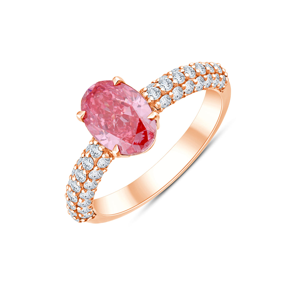 OvalCut Band Pink Diamond Solitaire Ring