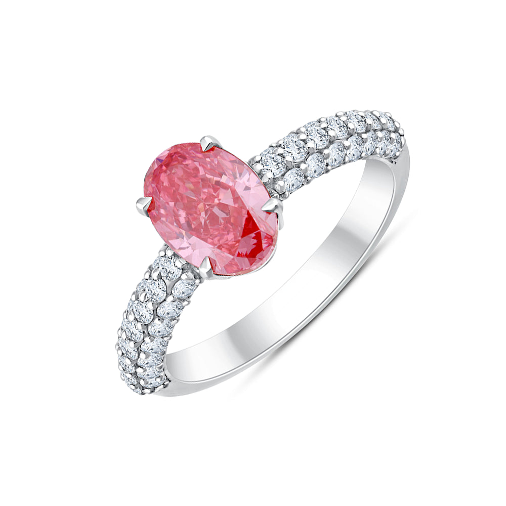 OvalCut Band Pink Diamond Solitaire Ring