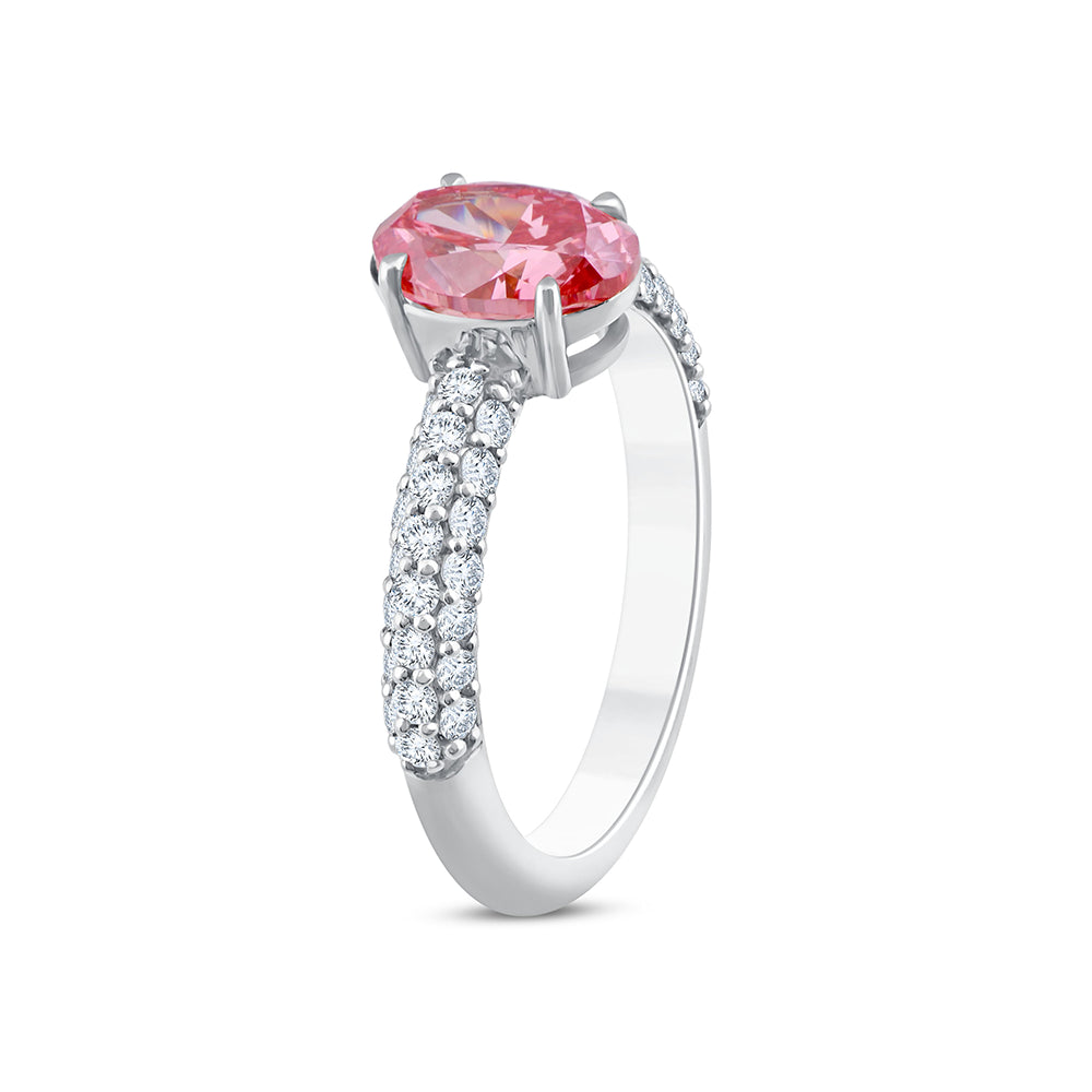 OvalCut Band Pink Diamond Solitaire Ring