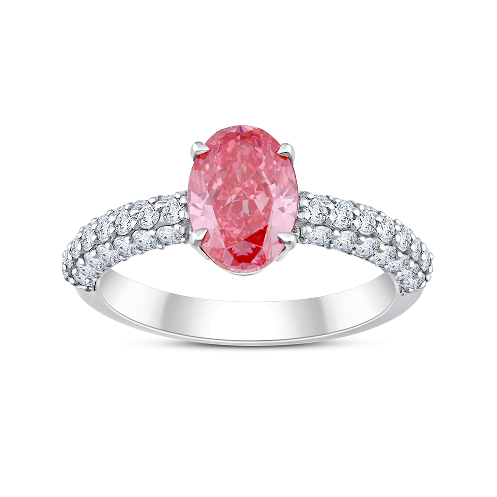OvalCut Band Pink Diamond Solitaire Ring