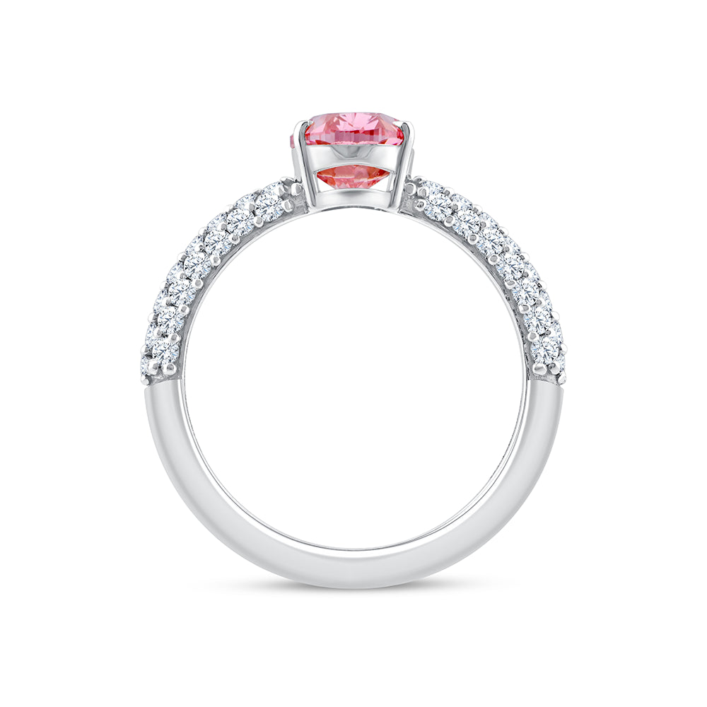 OvalCut Band Pink Diamond Solitaire Ring