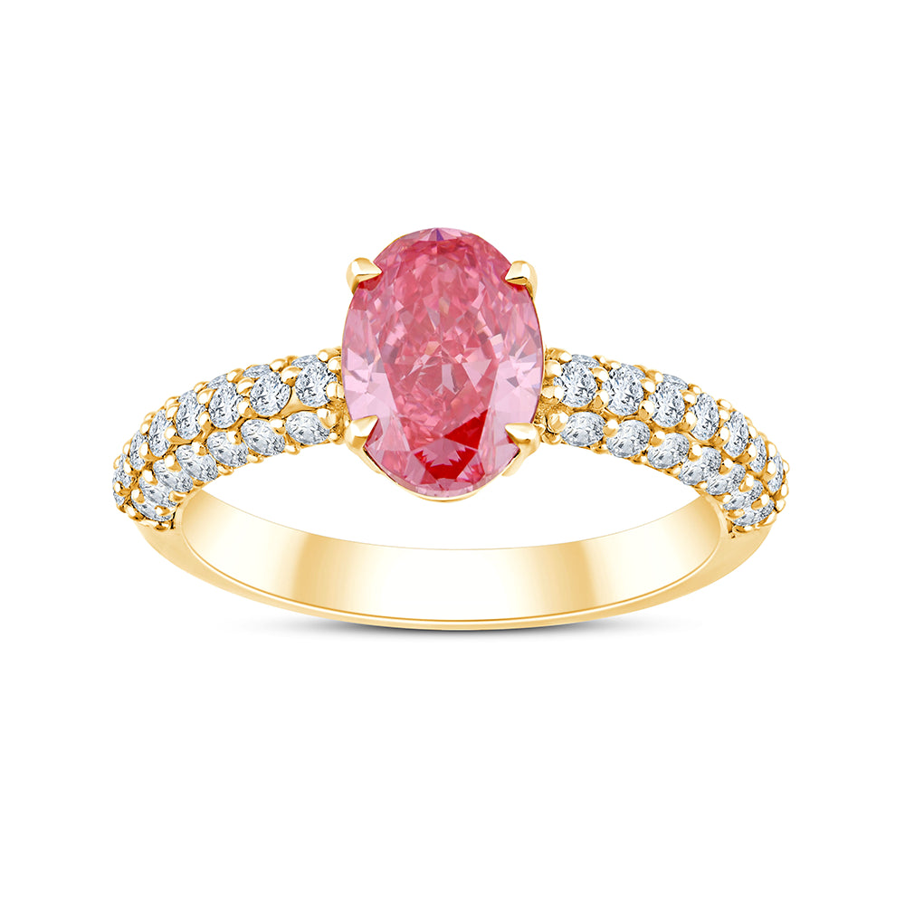 OvalCut Band Pink Diamond Solitaire Ring