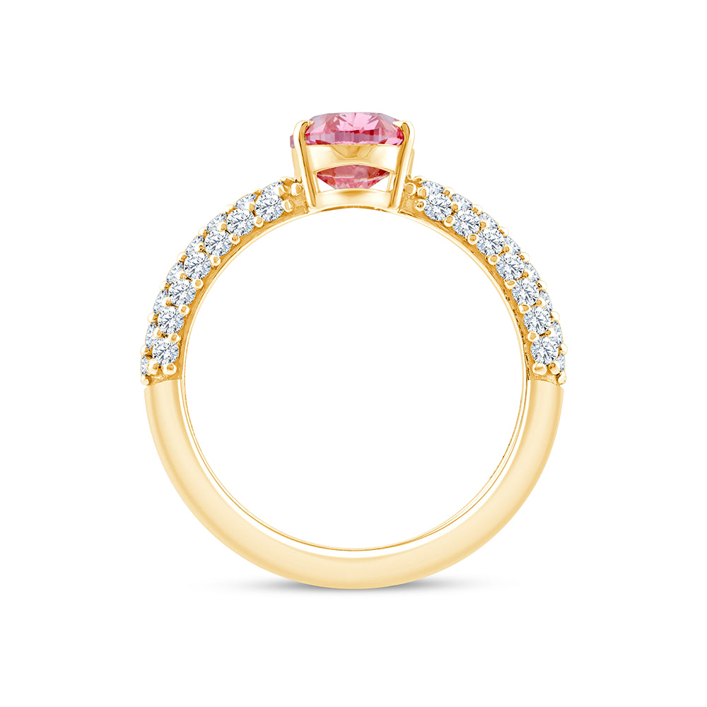 OvalCut Band Pink Diamond Solitaire Ring