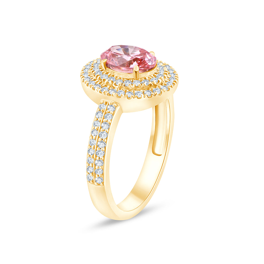 OvalCut Double Halo Pink Diamond Ring