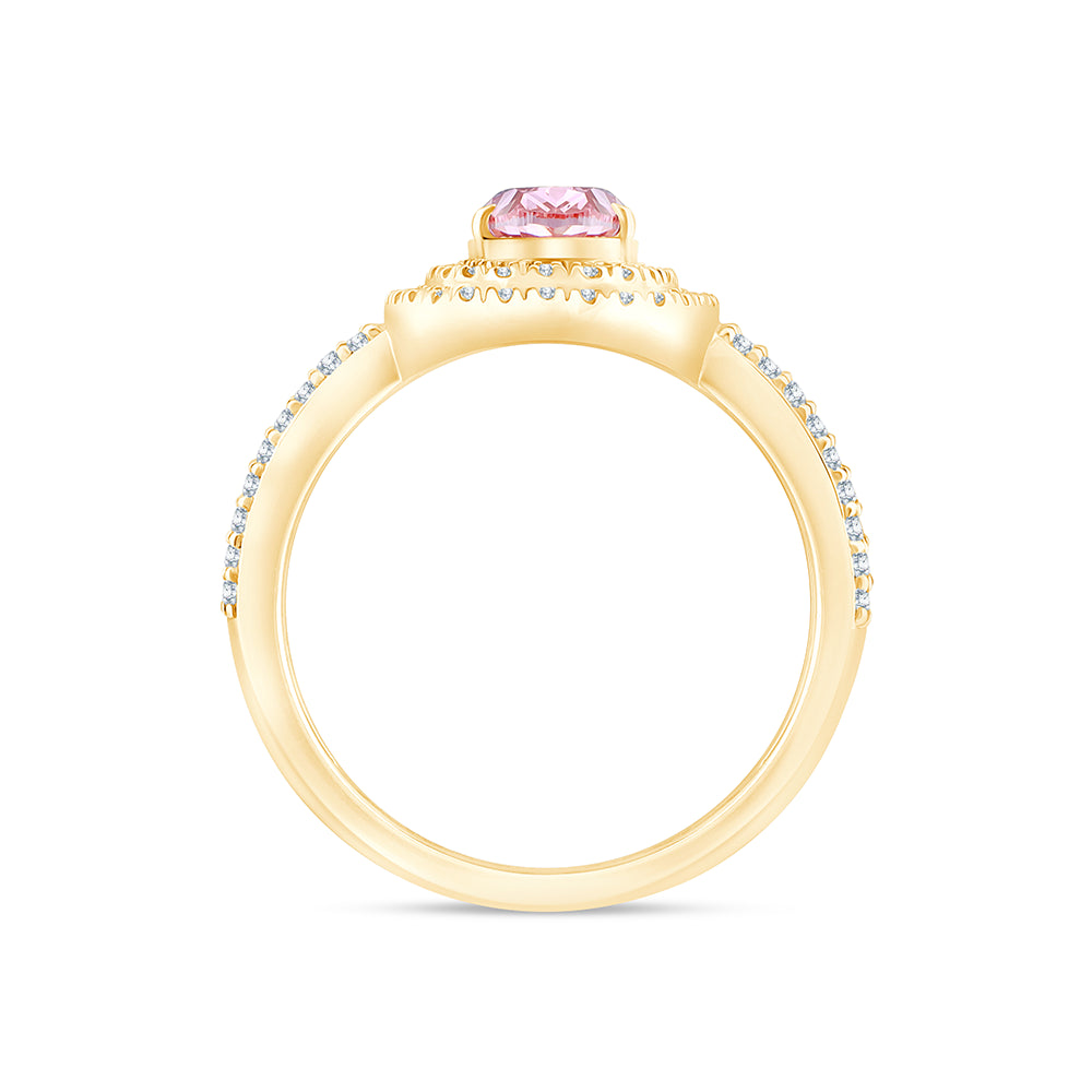 OvalCut Double Halo Pink Diamond Ring