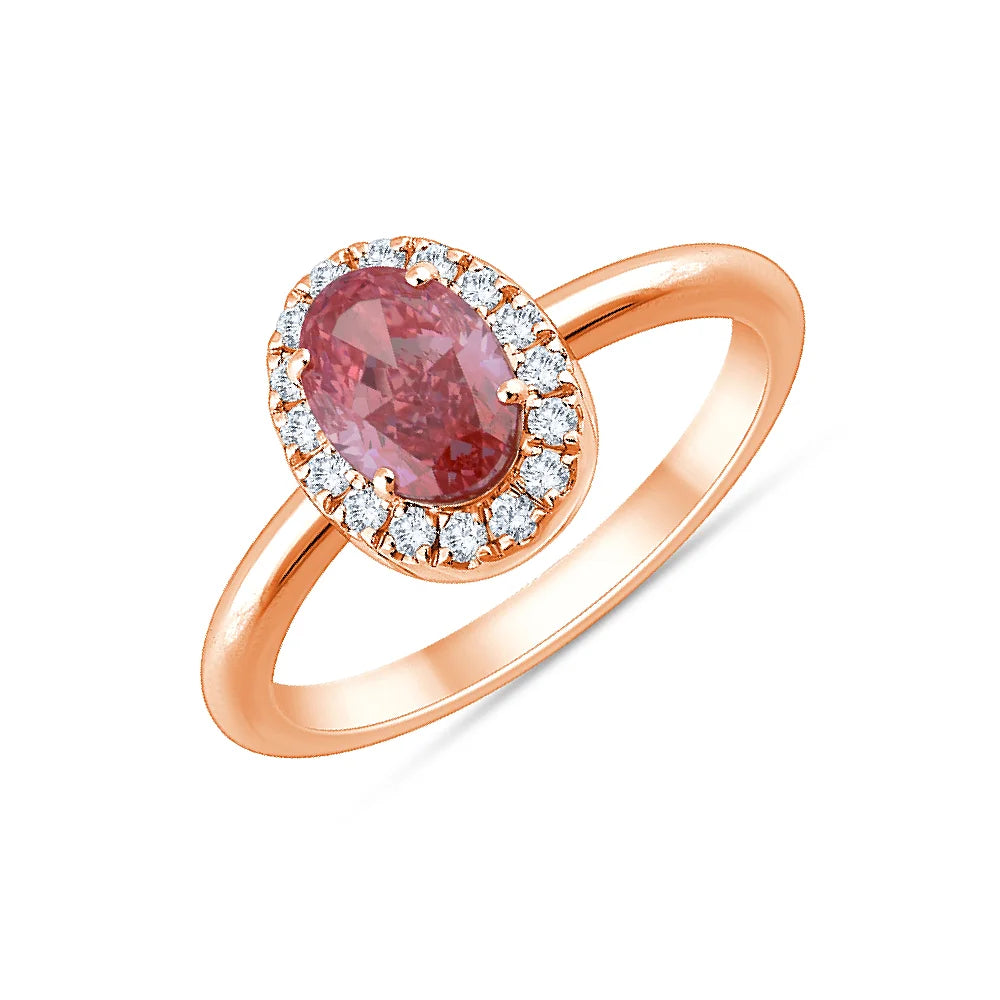 OvalCut Halo Pink Diamond Ring