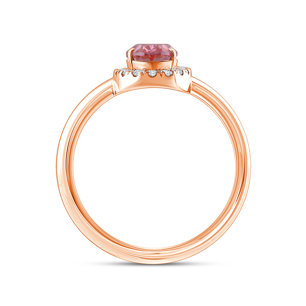 OvalCut Halo Pink Diamond Ring