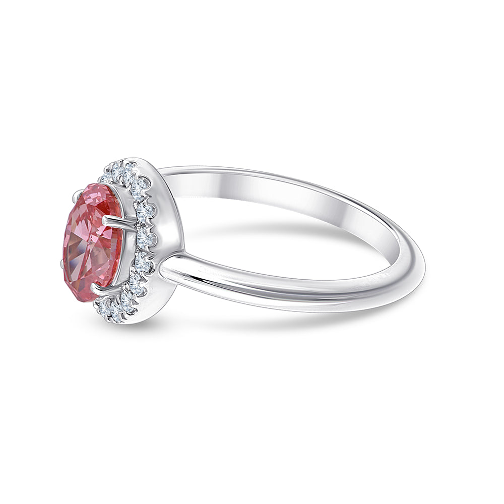 OvalCut Halo Pink Diamond Ring