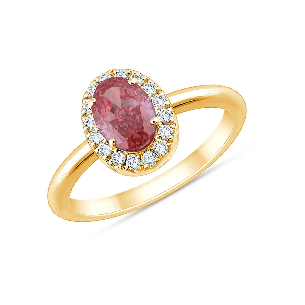 OvalCut Halo Pink Diamond Ring