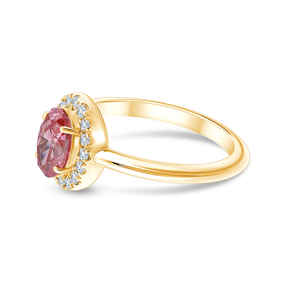 OvalCut Halo Pink Diamond Ring