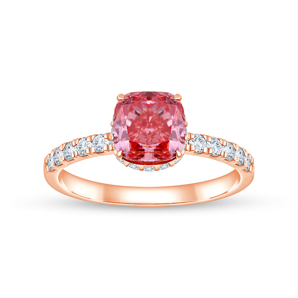 CushionCut Halo Pink Diamond Ring
