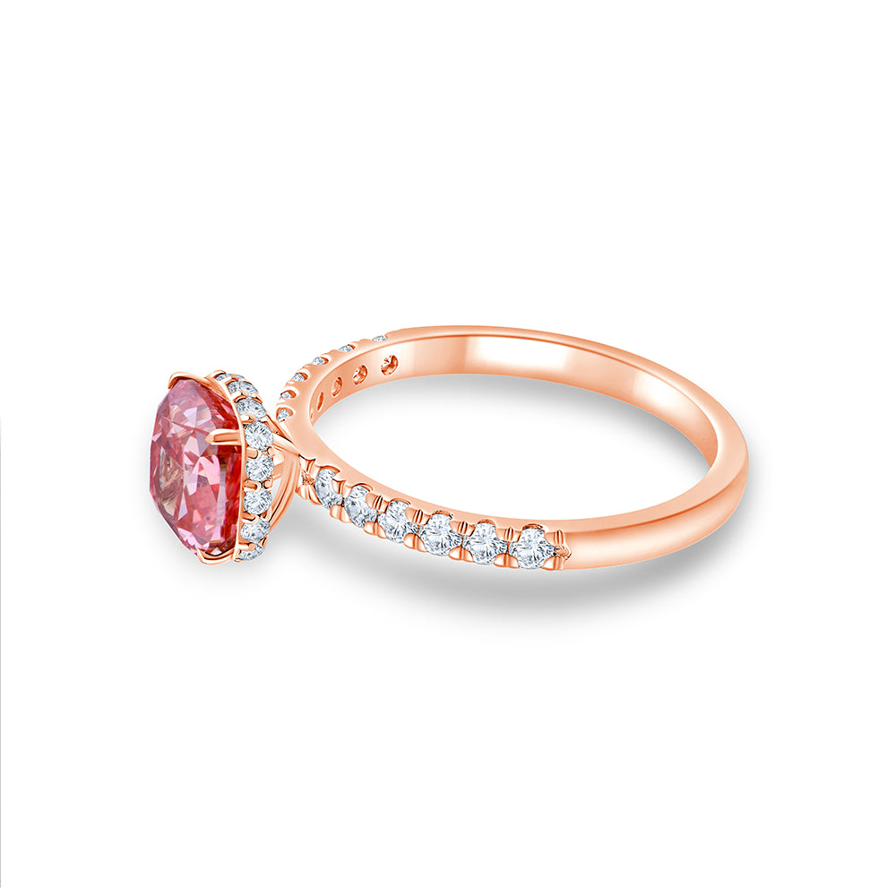 CushionCut Halo Pink Diamond Ring