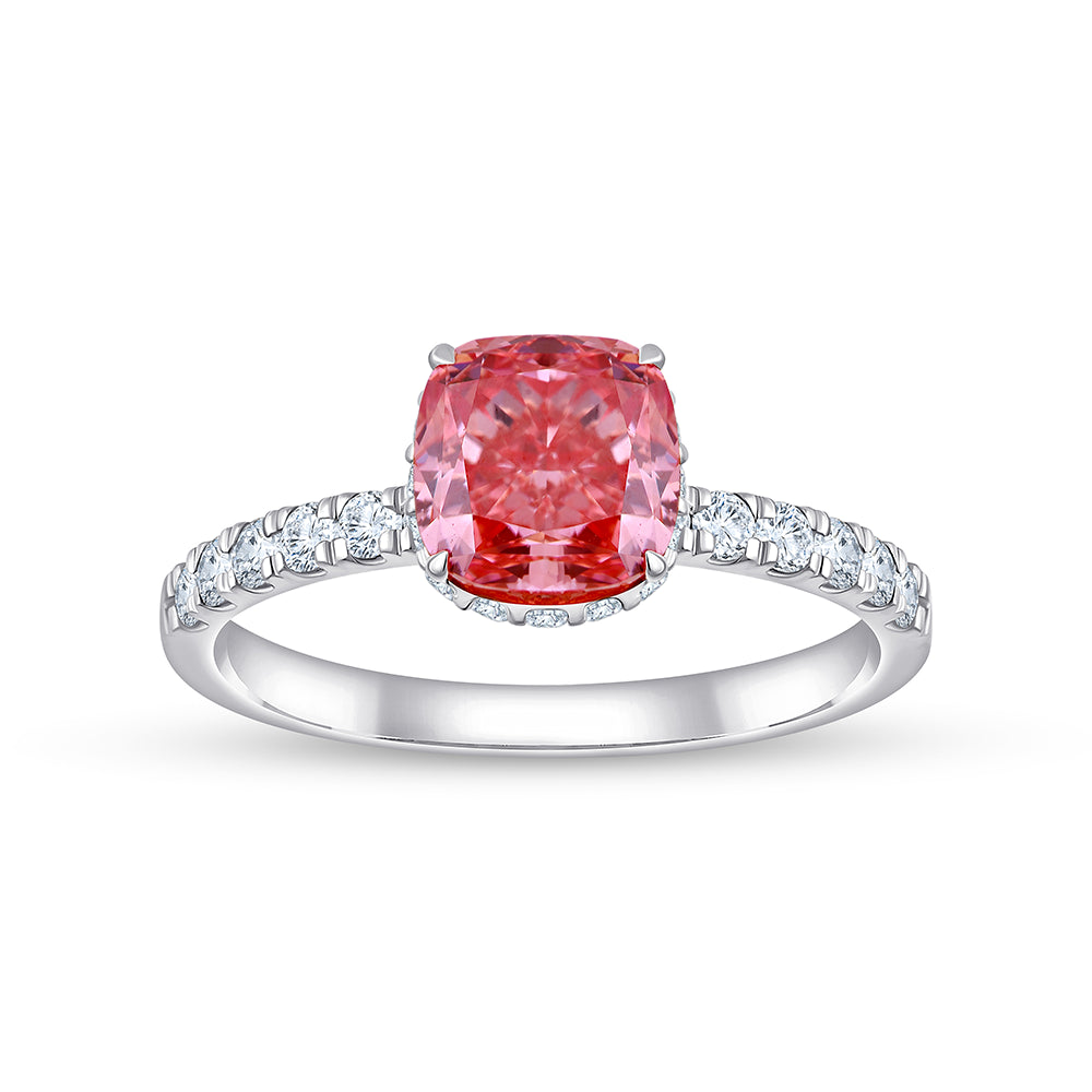 CushionCut Halo Pink Diamond Ring
