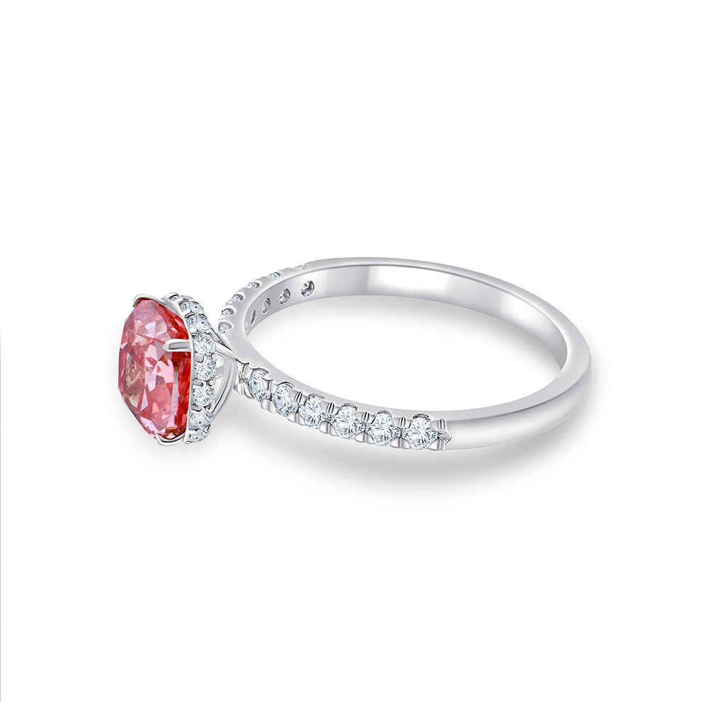 CushionCut Halo Pink Diamond Ring